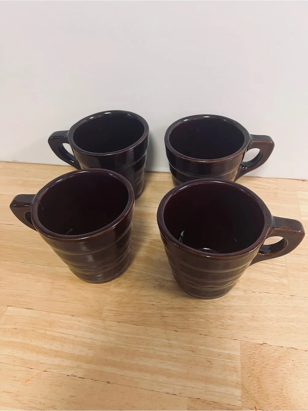 MARCREST Daisy and Dot Brown Stoneware Coffee Mugs Set of 4 MCM VTG